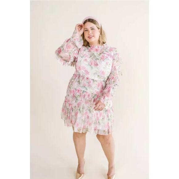Ivy City Co. Garden State Dress Plus Size 4X Floral Tiered Long Sleeve Ruffle - Picture 1 of 9
